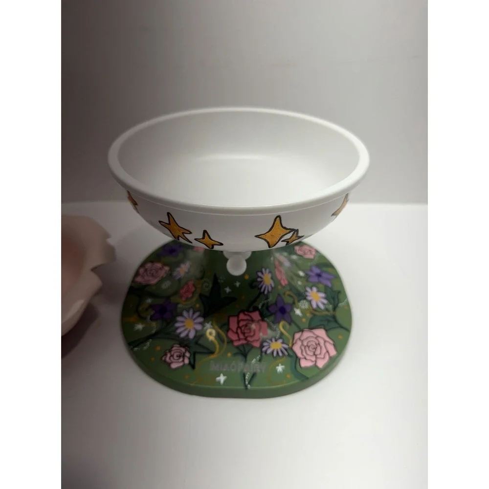 Miao‎ Fairy Adjustable Ceramic Feeder - Elevated Dog Bowl Floral Green Australia